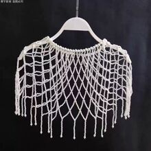 新中式汉服明制流苏云肩古风优质珍珠婚纱结婚礼服旗袍披肩高端款