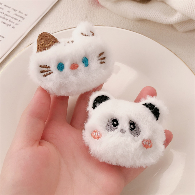 Anillo de pelo de peluche de dibujos animados osos lindos gatitos cuerda de cabello de niña universal de alta elasticidad atada cabeza de banda de goma adornos para el cabello