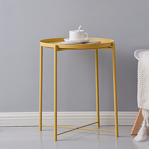 Nordic small tea table simple tray table metal coffee table iron tea table sofa bedside small round table mini corner edge