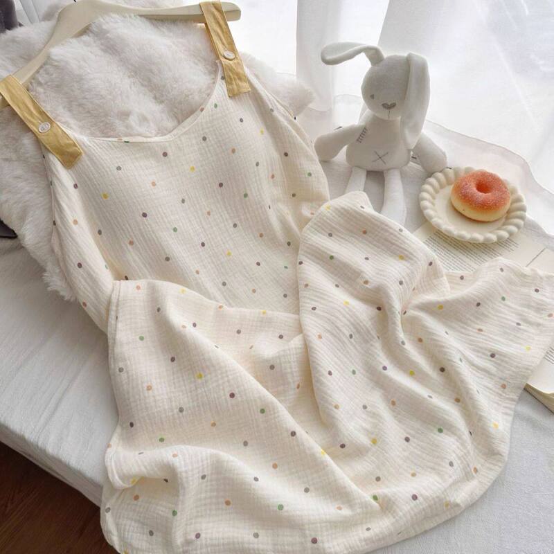 Cute Colorful Polka Dot Suspender Nightgown for Women, Summer 2026 New Thin Style Long Dress That Can Be Worn Outside as Loungewear Cute Colorful Polka Dot Suspender Nightgown for Women, Summer 2026 New Thin Style Long Dress That Can Be Worn Outside as Loungewear