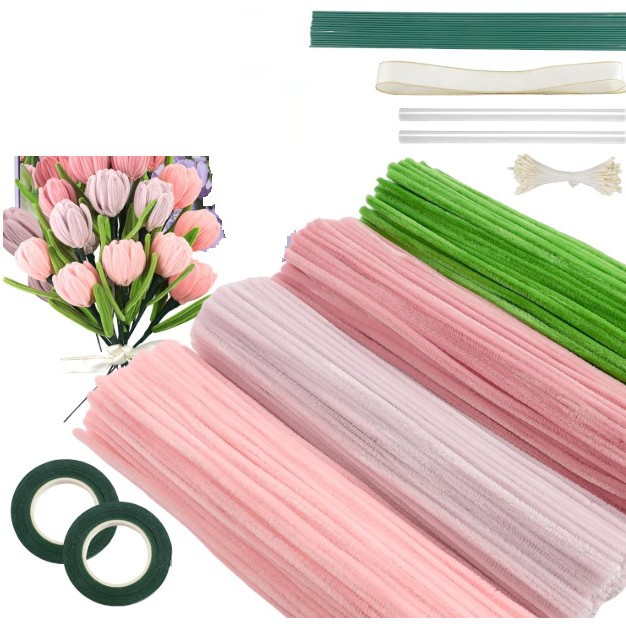 DIY手工花卉制作套件场景装饰道具仿真假花 Pipe Cleaners Craft