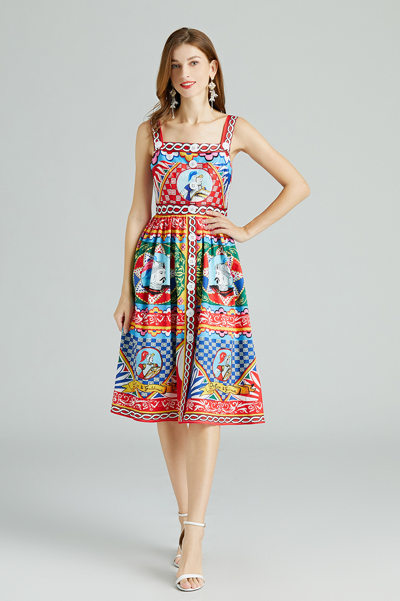 Women's A-Line Skirt Regular Dress Vacation Collarless Sleeveless Printing Midi Dress Casual Daily display picture 3