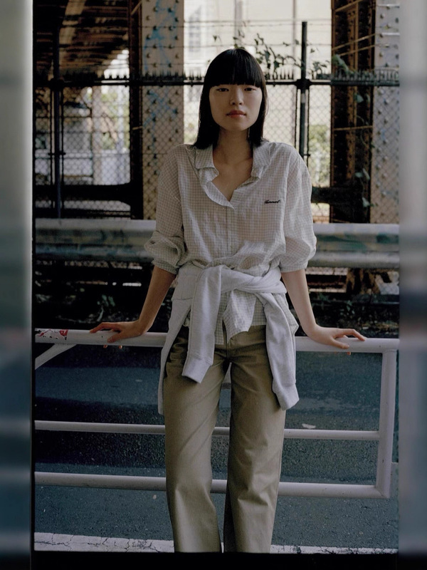 现 韩国设计师tann*t棉质格纹长袖衬衫韩系女装宽松休闲高级衬衣|undefined