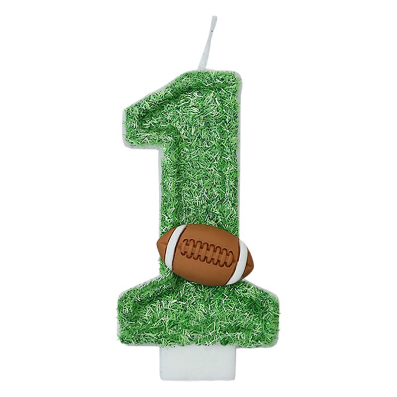 Vela de cumpleaños digital niño rugby pastel vela verde fresco deportes serie Vela productos transfronterizos