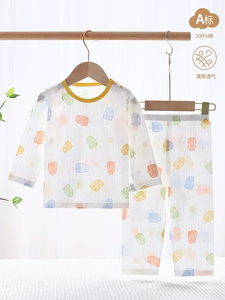 Children's Pajamas Category A Cotton Summer Thin Baby Air-conditioning Clothes Baby Split Clothes Children's Home Clothes suit
