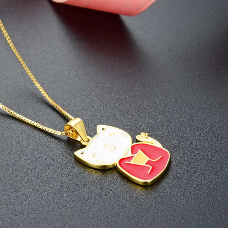 Nuevo diseño de nicho de plata esterlina transfronteriza de Europa y los Estados Unidos, colgante de gato de goteo, accesorios de animales de dibujos animados para mujeres