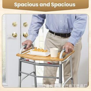 Customized Wheelchair Tray for the Elderly, Bamboo Foldable Bread and Tea Tray with Cup Holder, Portable Walker Accessories
