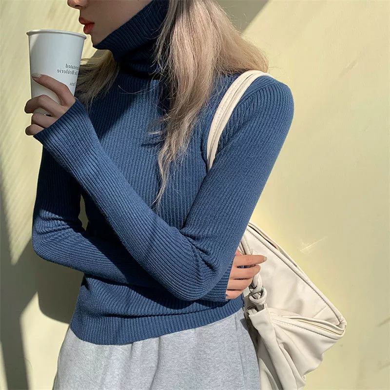 Демисезонный свитер, тонкий с длинным рукавом, облегающий, Slim fit, западный стиль