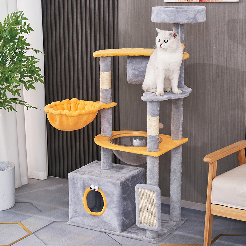 Estante de escalada para gatos de franela de dibujos animados personalizado al por mayor Apartamento para gatos Juguetes para gatos y columna de agarre de cuerda de sisal Estante de escalada para gatos Douyin de dibujos animados