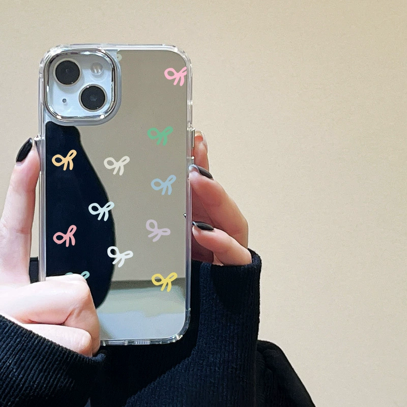 Apple, совместимый чехол для iPhone16 с бантом, зеркало-эффект, 16 Pro Max, 12