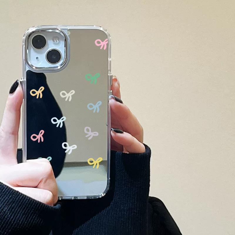 Apple, совместимый чехол для iPhone16 с бантом, зеркало-эффект, 16 Pro Max, 12