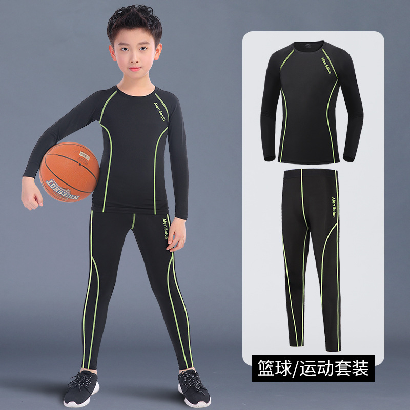 Invierno ajustada juego de baloncesto de niños entrenamiento de entrenamiento de entrenamiento de invierno de otoño y acondicionamiento físico de fútbol ropa interior para niños ropa de base