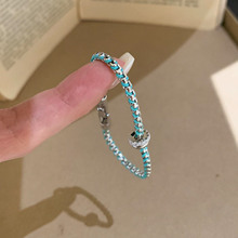 百搭设计重工闪钻跑环手环蓝色葡萄藤圈圈手链女手饰轻奢精巧设计