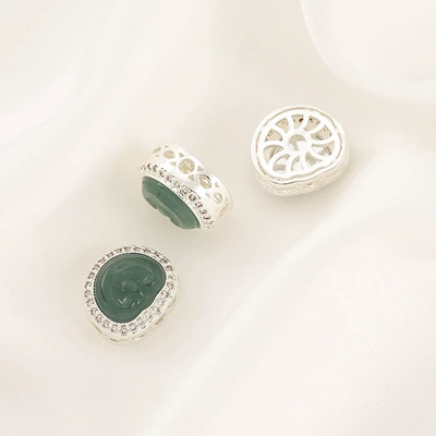 Zərgərlik ara hissələri, Inlaid with Natural Blue Water - 10-silver-natural-blue-water-jadeite-peach-heart-1112mm-6mm-thick-single-piece