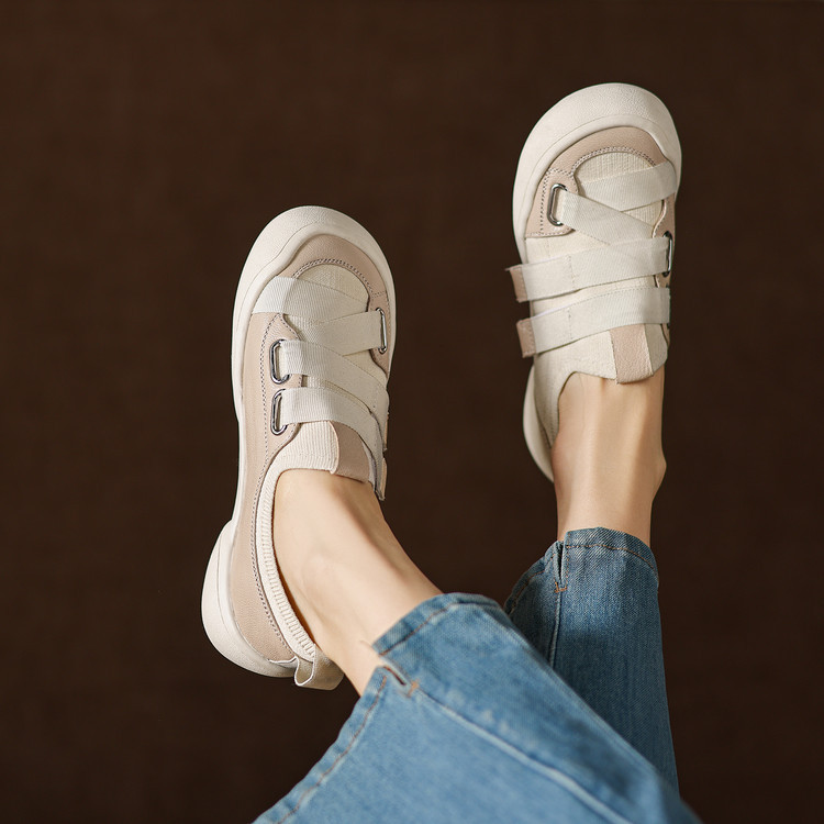 Giày sneaker nữ chunky đế dày da dê phối màu cao cấp — màu đen, màu trắng ngà chi tiết 71