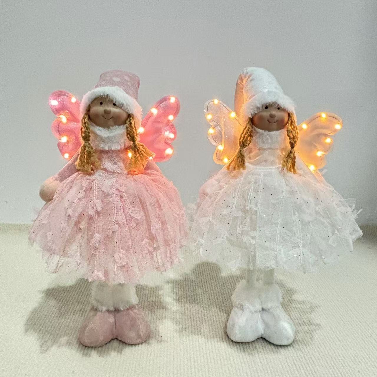 Navidad brillante ángel niña muñeca de dibujos animados princesa sombrero alto muñeca decoración de ventana ángel muñeca de peluche al por mayor