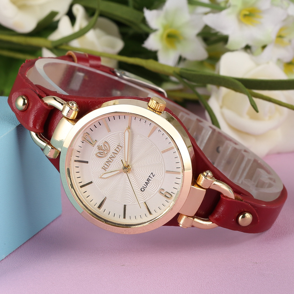 Orologio da donna alla moda, elegante orologio al quarzo in pelle, cinturino sottile, quadrante semplice da donna_voghion.com