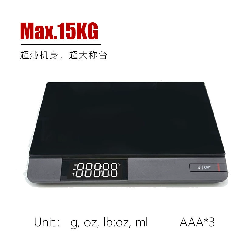 Черные стеклянные кухонные весы большой размер электронные весы 15kg/1 г весы для выпечки Весы Трансграничные фруктовые весы плоские весы
