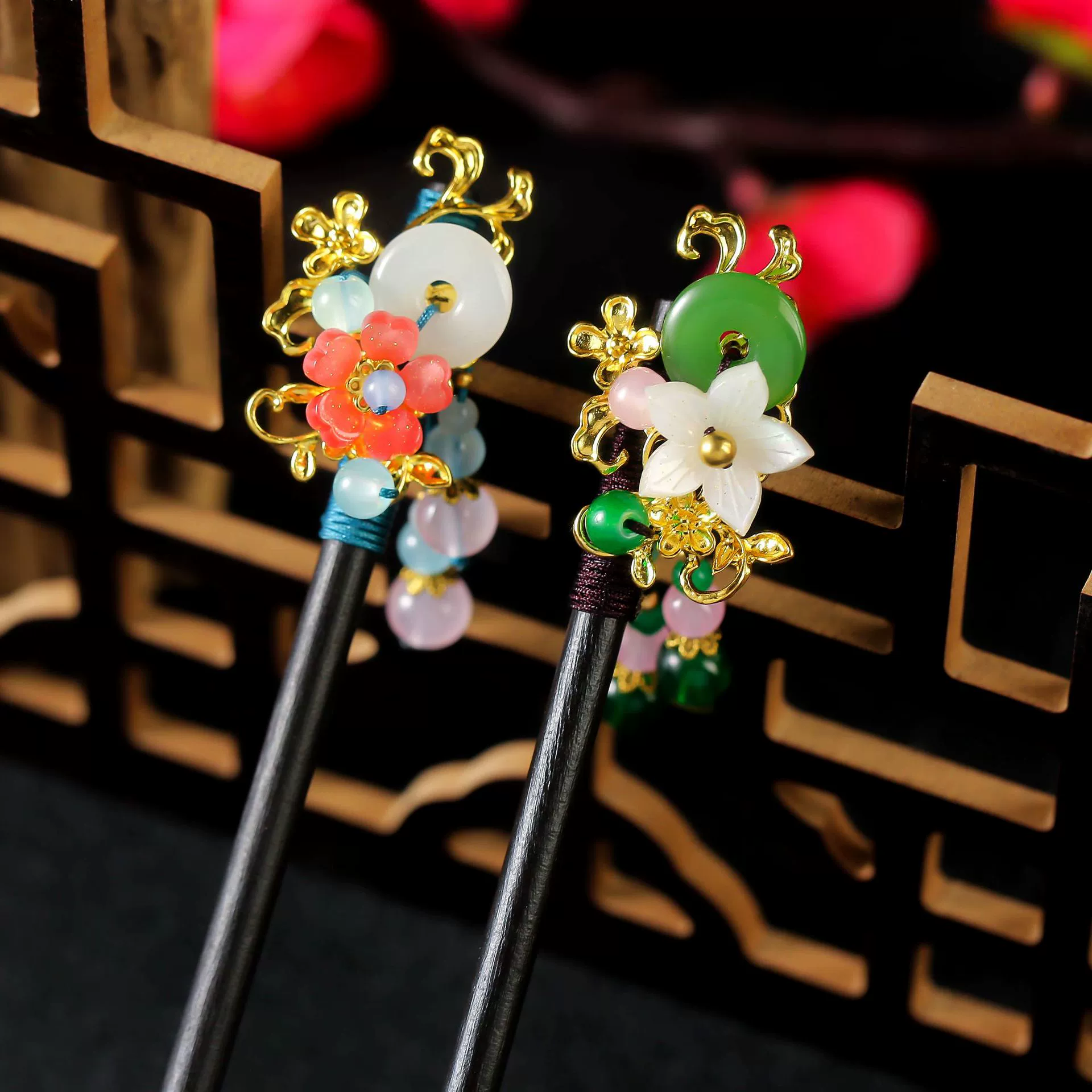 Fresh retro Chinese hairpin with tassels sandalwood, cheongsam, hairgrip, hair accessory
