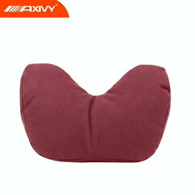 car headrest, neck pillow, and | Waist support - two-year-warranty-1-piece-full-size-suede-u-shaped-pillow-perforated-in-volcano-red