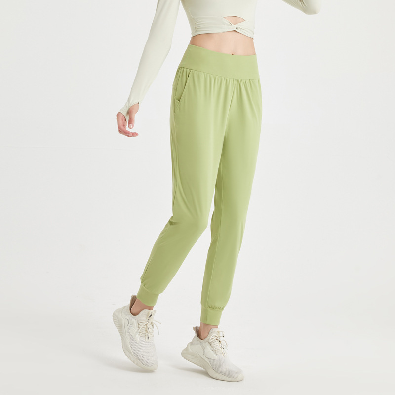 New Women's Sports Pants Casual High-Elastic Quick-Dry Fitness Long Pants High-Waist Yoga Pants Slim Fit Jogger Pants European and American Style