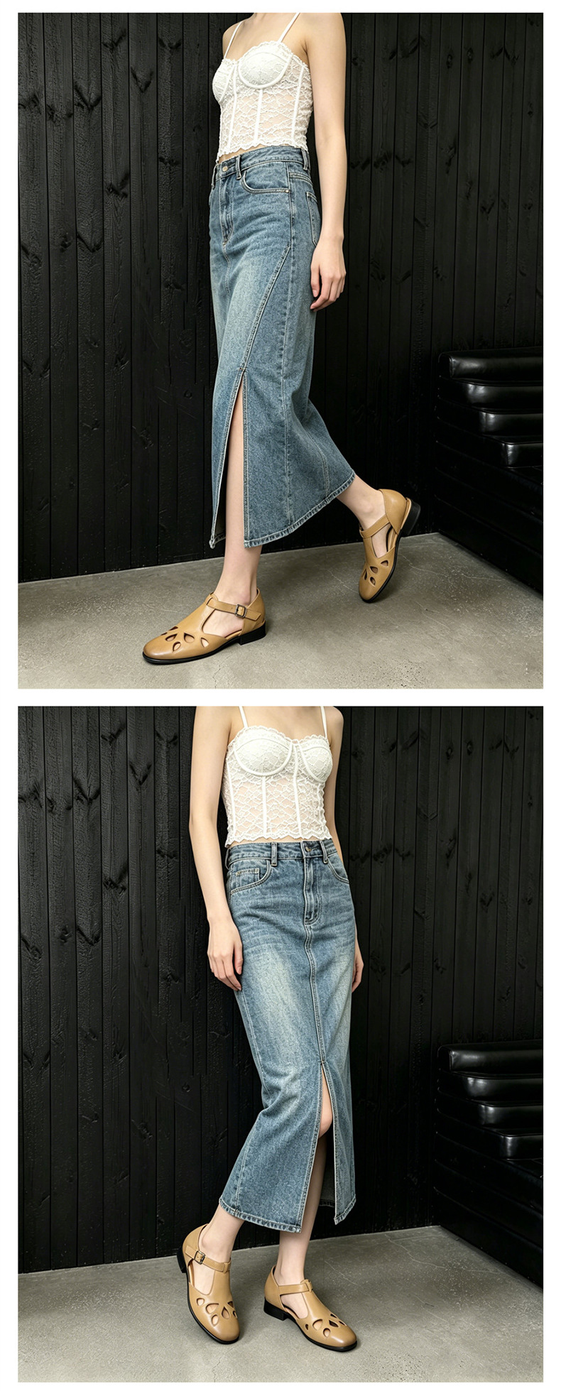 Sandal nữ da bò đục lỗ quai chữ T cổ điển, mũi kín gót bệt — màu nâu chi tiết 6