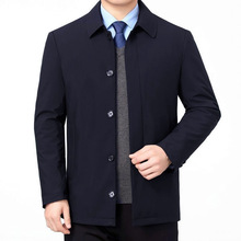 男宽松秋冬外套中年爸爸男加厚棉服中老年男士休闲夹克纽简约休闲