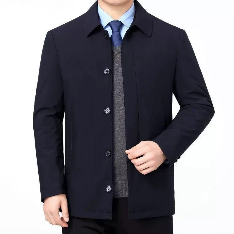 男宽松秋冬外套中年爸爸外套男加厚棉服中老年男士休闲加厚夹克纽