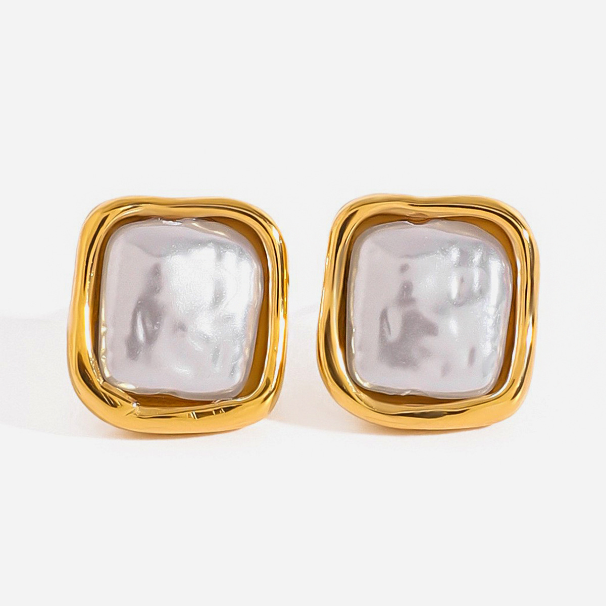 design elegant square universal earrings stainless steel from pearl