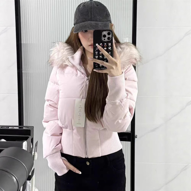 Waist-Cinching Short Cotton Coat for Women, 2025 New Thickened Korean Style with Large Fur Collar, Slimming Cotton Jacket, Winter High-End Feel Outerwear