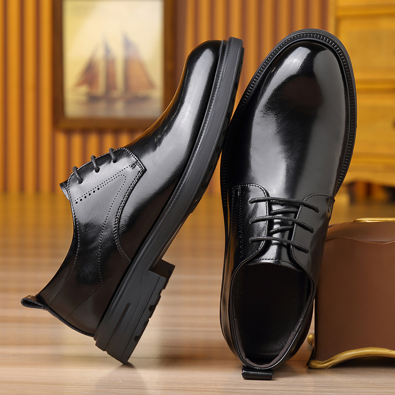 New men's leather shoes, business formal wear, British casual breathable shoes for commuting and work, groom's wedding shoes, one-piece drop shipping
