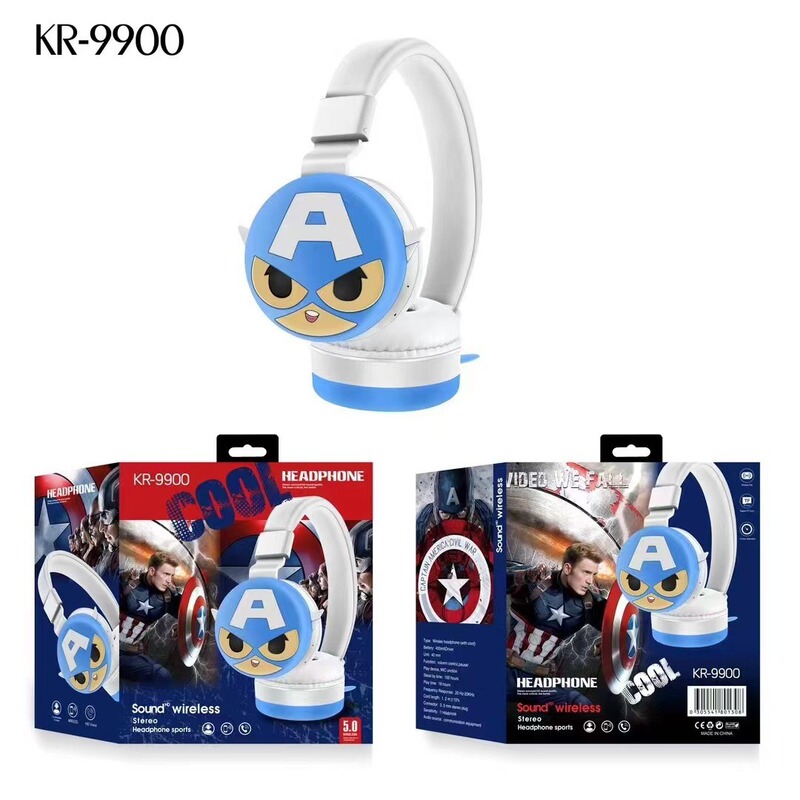 Cross-border new KR9900 head-mounted silicone cartoon foreign trade creative folding card radio private model music headphones