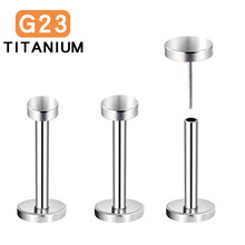 G23titanium插杆平面圆饼穿刺饰品插入式耳钉插针鼻钉钛合金唇钉