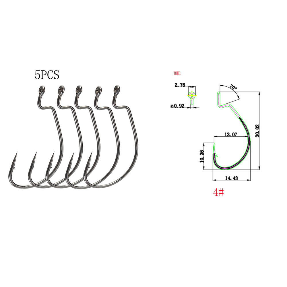 Zman SILENCIADOR Mar Pesca Texas grupo de pesca de mango largo gancho de manivela Gancho de manivela TPR suave cebo reforzado gancho de canal de sangre