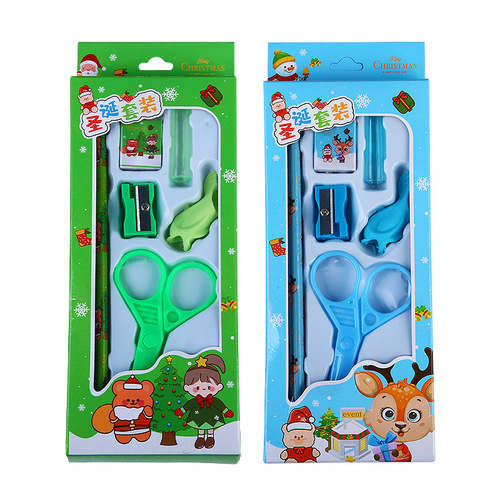 Christmas stationery gift box 6-piece set of children's school supplies pencil set Christmas gift student stationery supplies