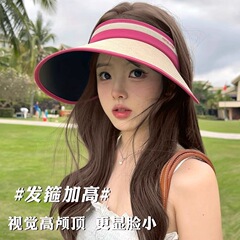 大きなつば日焼け止め帽子女性夏紫外線防止自転車空トップ日よけビーチ麦わら帽子黒ゴム太陽帽子uv
