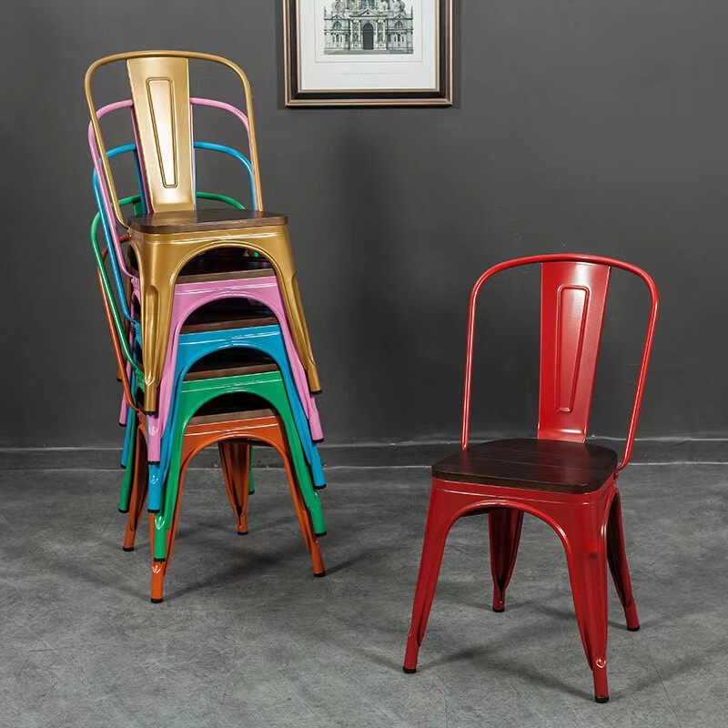 Iron Dining Table and Chairs, Metal Backrest Chairs, Coffee Restaurant Tin Chairs, Bar Counter Chairs, Dining Chairs, Nordic Style Champagne Gold