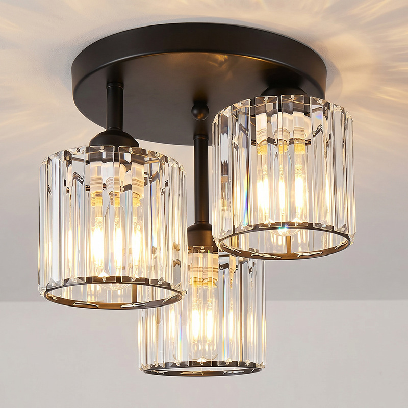 Cross-Border Three-Head Crystal Iron Ceiling Lamp Modern Simple Aisle Lamp Corridor Lamp Kitchen Lamp Entrance Lamp