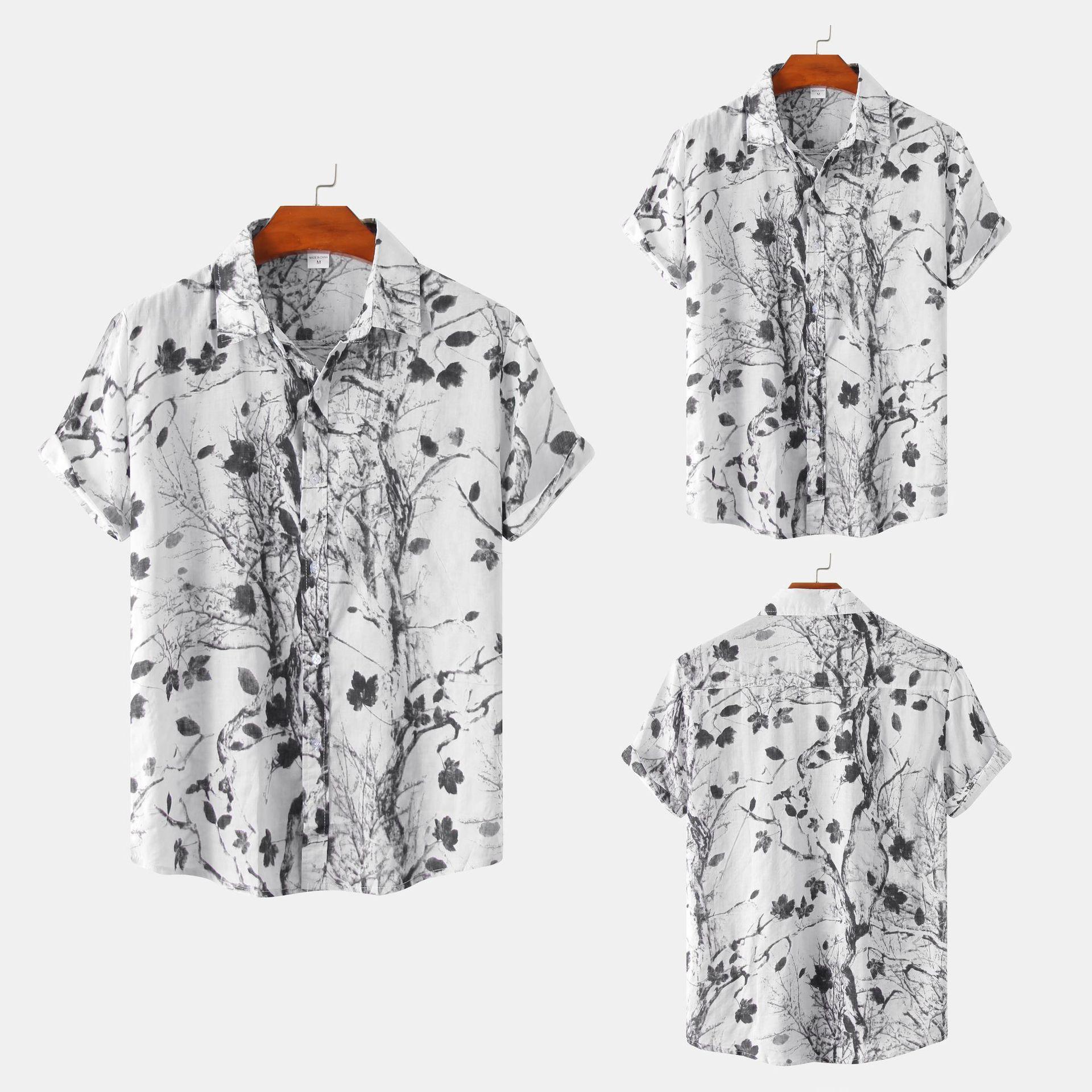 Camisa floral de manga corta para hombre transfronteriza camisa de hombre joven 2024 primavera y verano nueva camisa de manga corta para hombre