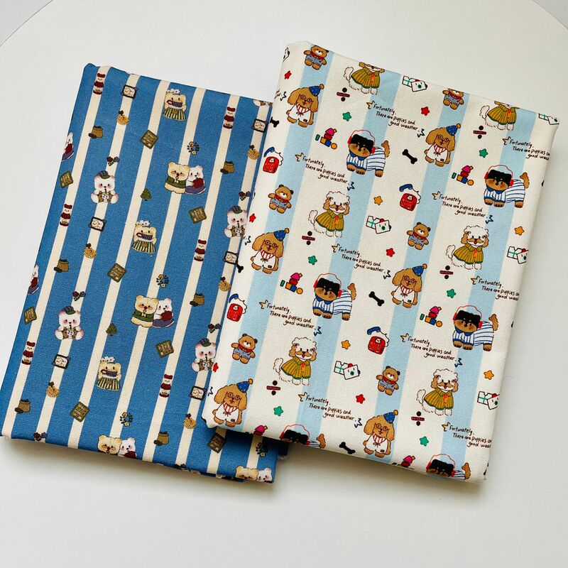 Cotton Eight-Panel Canvas Fabric Digital Printing Vertical Stripes Bag Jacket Vest Handmade DIY Fabric