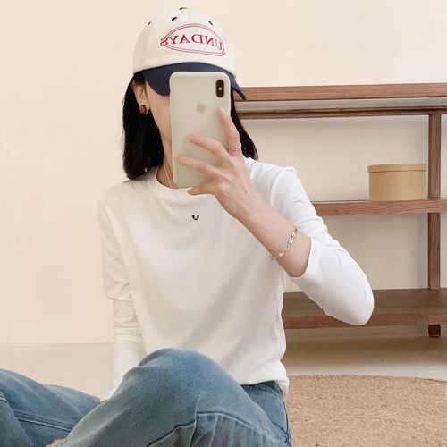 Ladies' Innerwear Crewneck Top for Autumn/Winter Outerwear, Stretchy Long-Sleeve Slimming Long Crewneck Fleece Base Layer Top