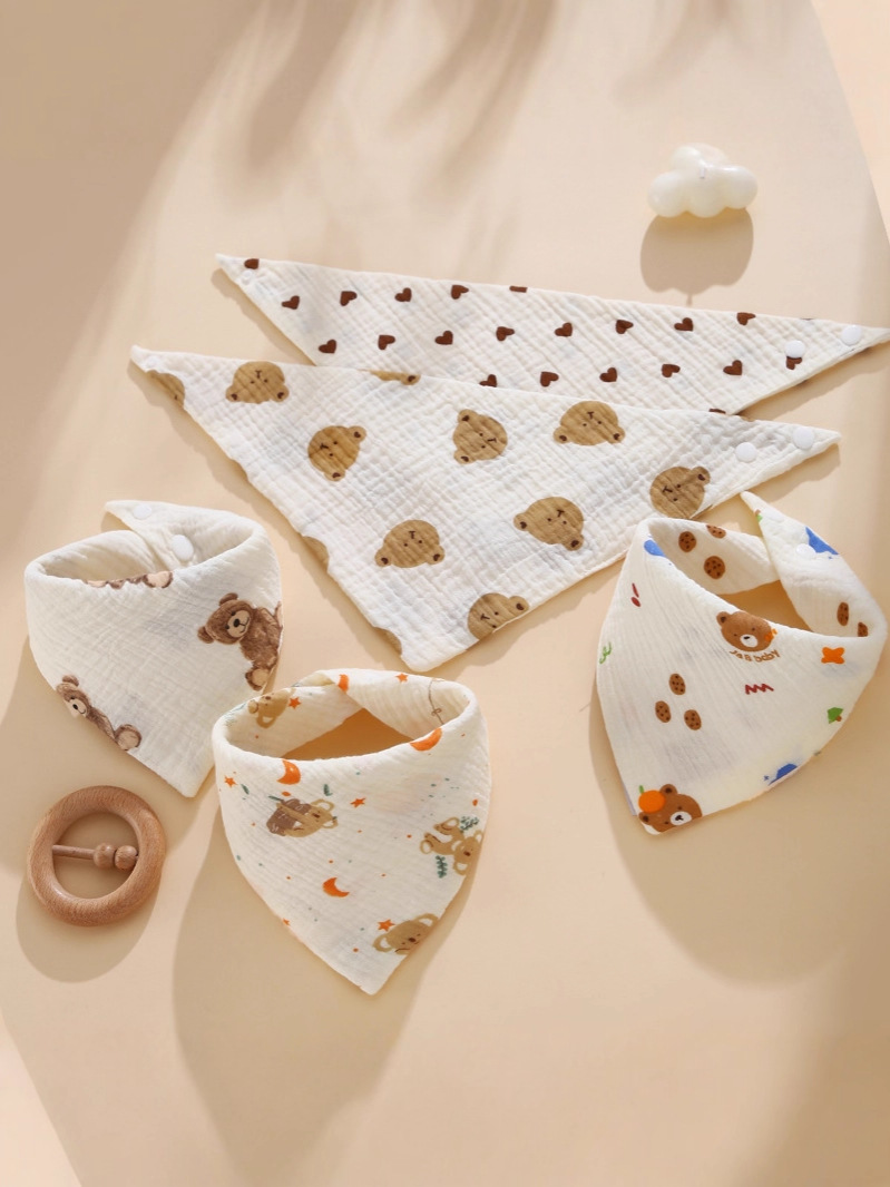 Toallas de saliva transfronterizas para bebés de algodón tipo un bib de dibujos animados para bebés toallas triangulares para bebés delantal de algodón puro productos infantiles