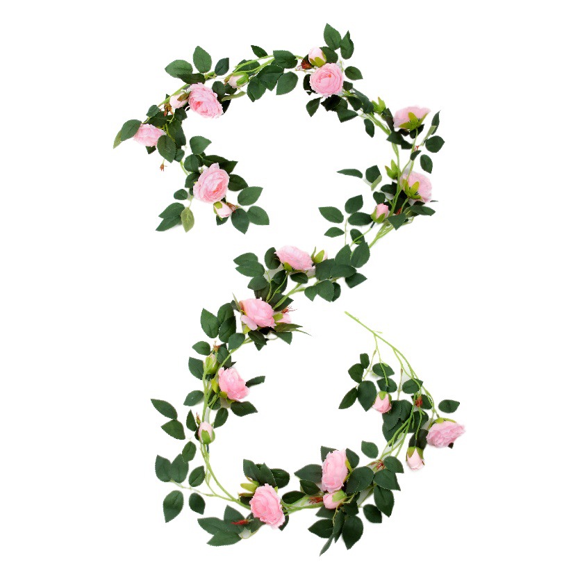 Flor artificial vid Rosa ratán boda decoración interior tubo sinuoso peonía flor tira flor artificial techo flor artificial vid