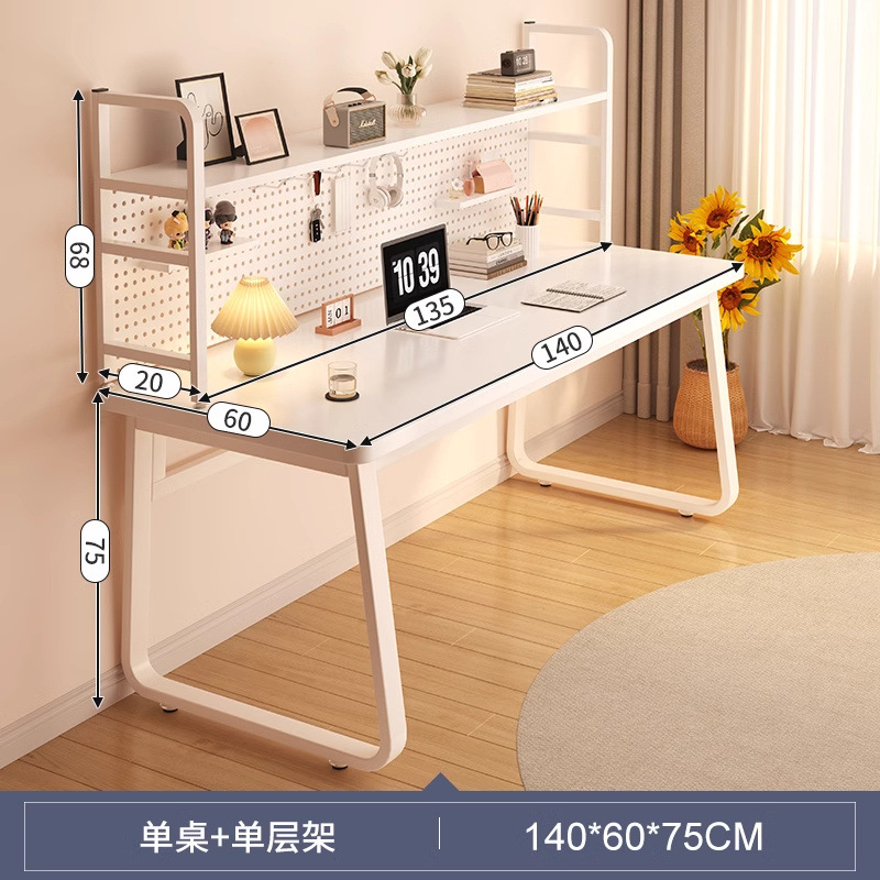 [두꺼운 싱글테이블 + 단층 수납선반] 140cm