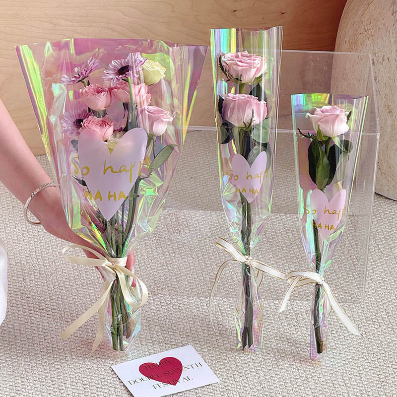 Huaxi Fancai deseo de una sola bolsa de flores, bolsa de flores, ramos de flores de Qixi, florista, bolsa de flores, papel