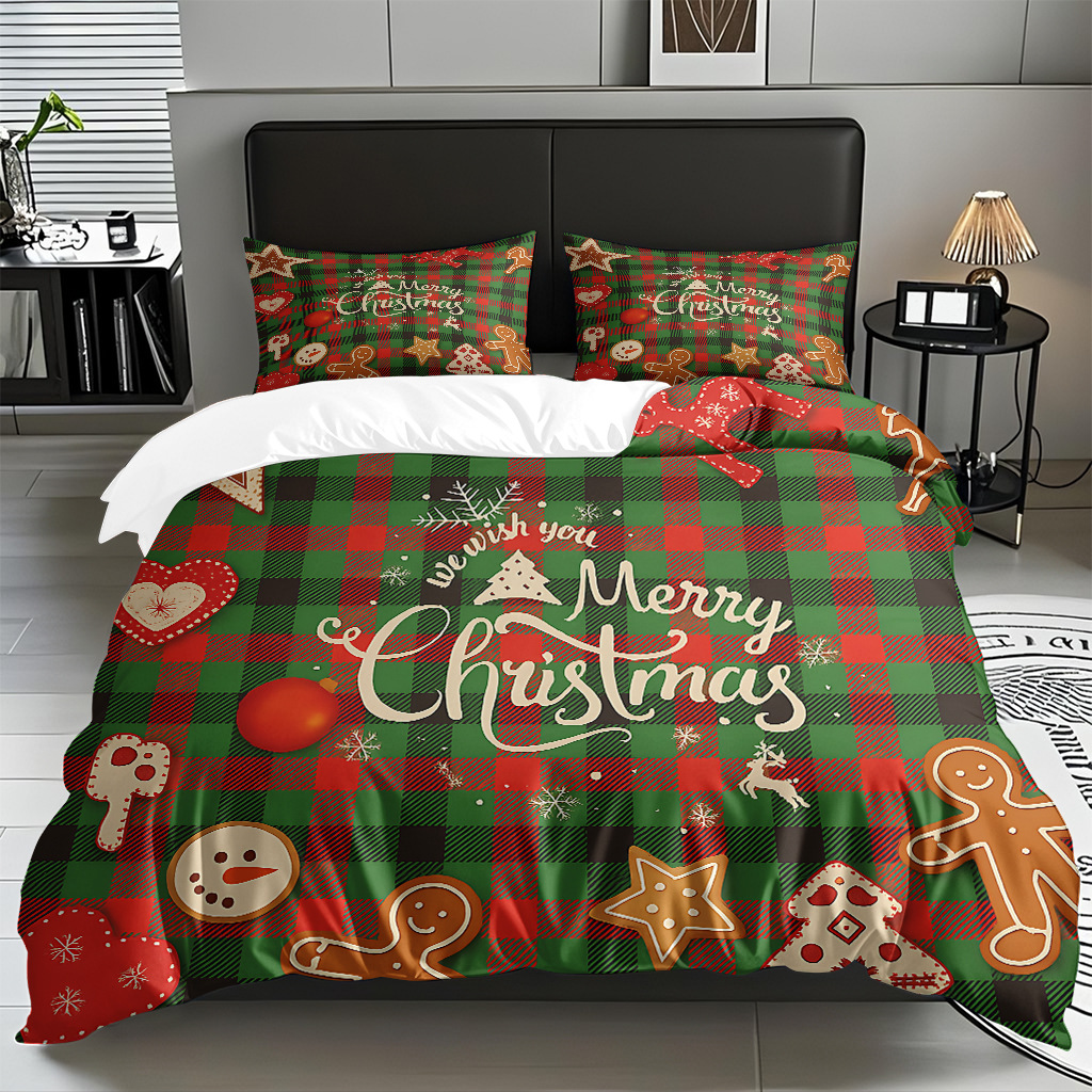 Textiles caseros transfronterizos patrón navideño suave polirido quilt kit de impresión digital HD TEMU / JIT