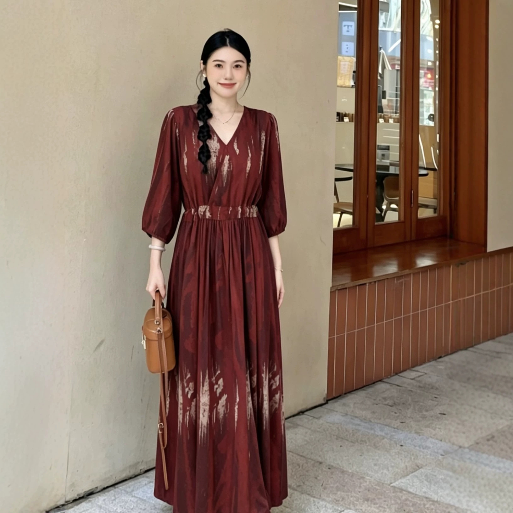 2026女春夏新款国风碎花宽松休闲显瘦连衣裙棉绸裙