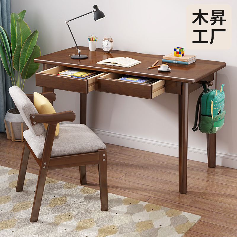 Escritorio de madera maciza nórdica Escritorio de estudio para adultos oficina en casa simple apartamento pequeño escritorio de la computadora y silla