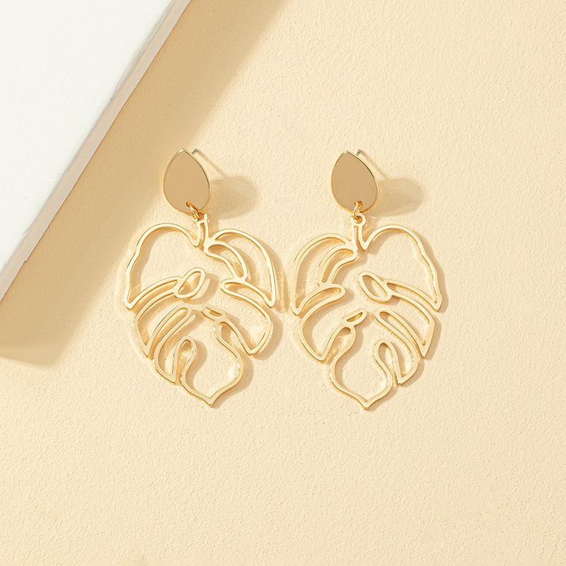 1 Pair Simple Style Leaf Plating Alloy Drop Earrings display picture 5