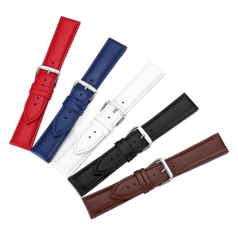 Fábrica al por mayor correa de reloj correa de cuero genuino piel de vaca color liso suave impermeable accesorios de reloj a prueba de sudor